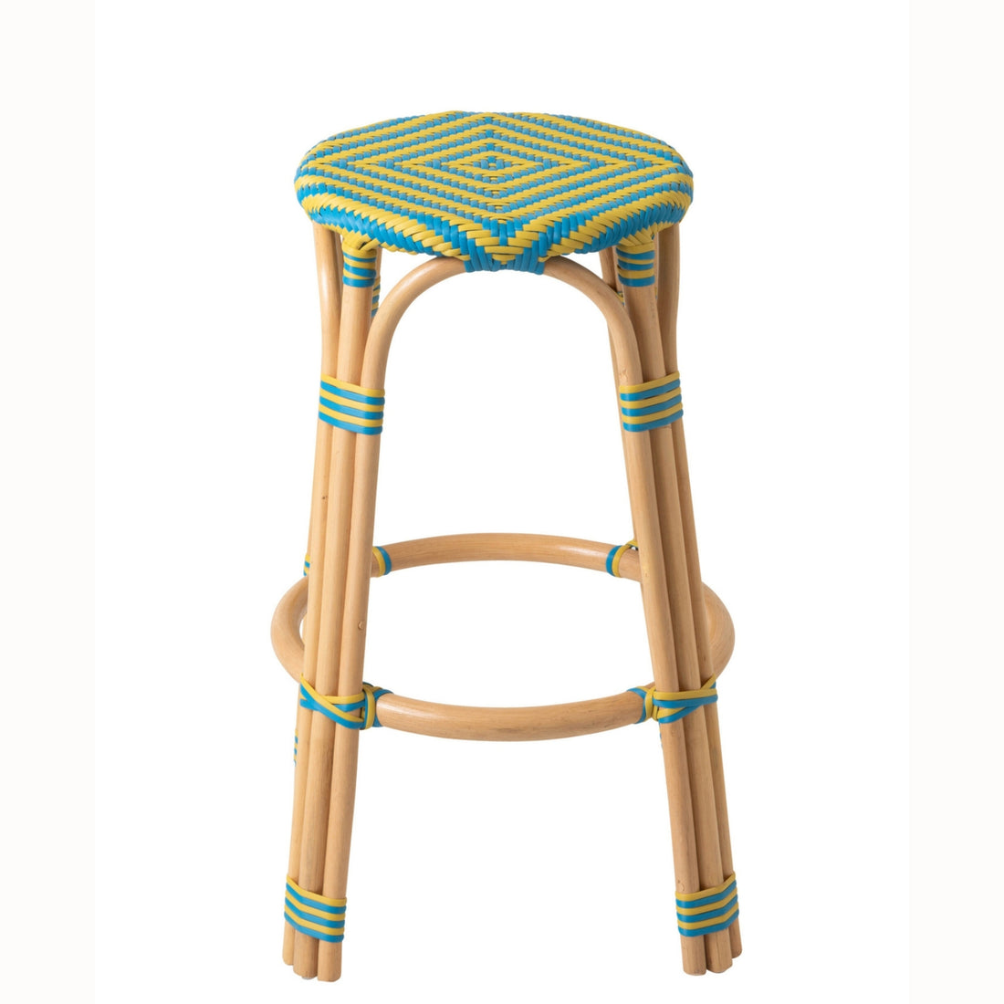Hoker zewnętrzny Geo Round rattan żółty/azałurowy J-Line