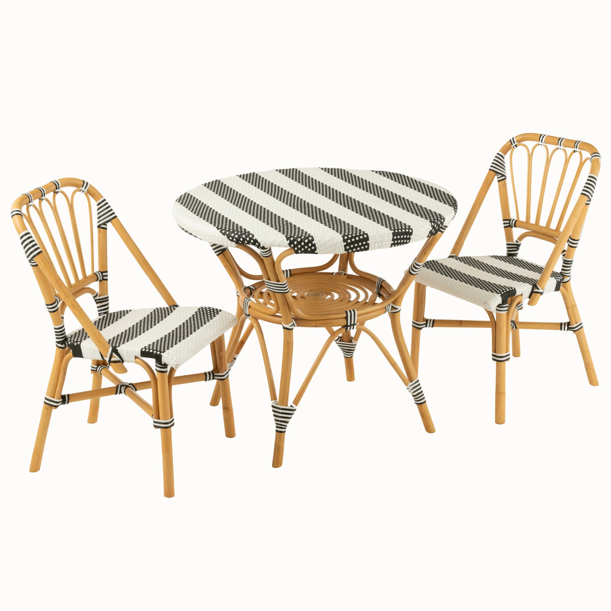 Stół jadalniany rattan czarny/biały J-Line