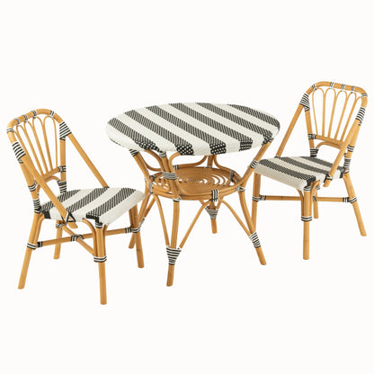 Stół jadalniany rattan czarny/biały J-Line