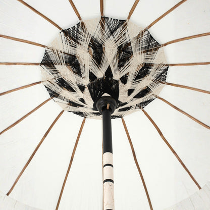 Parasol Flavie Drewno/Bawełna Ecru/Czarny J-Line