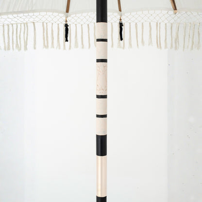 Parasol Flavie Drewno/Bawełna Ecru/Czarny J-Line