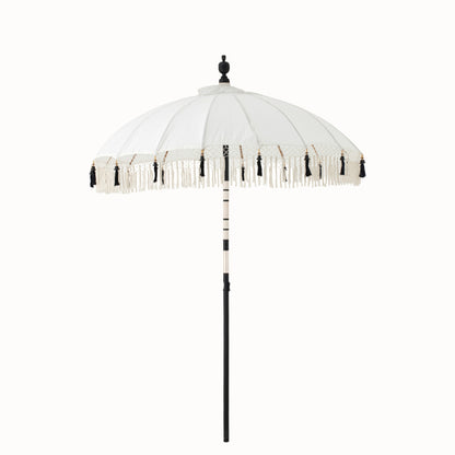 Parasol Flavie Drewno/Bawełna Ecru/Czarny J-Line