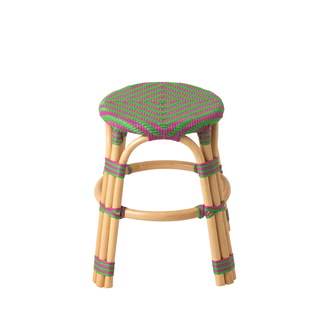Hoker zewnętrzny Geo okrągły rattan różowy/zielony J-Line