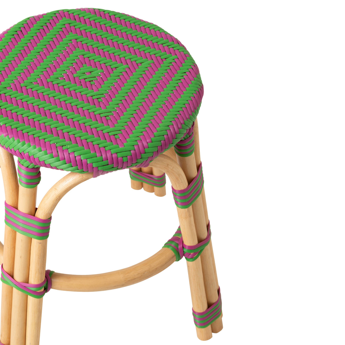 Hoker zewnętrzny Geo okrągły rattan różowy/zielony J-Line
