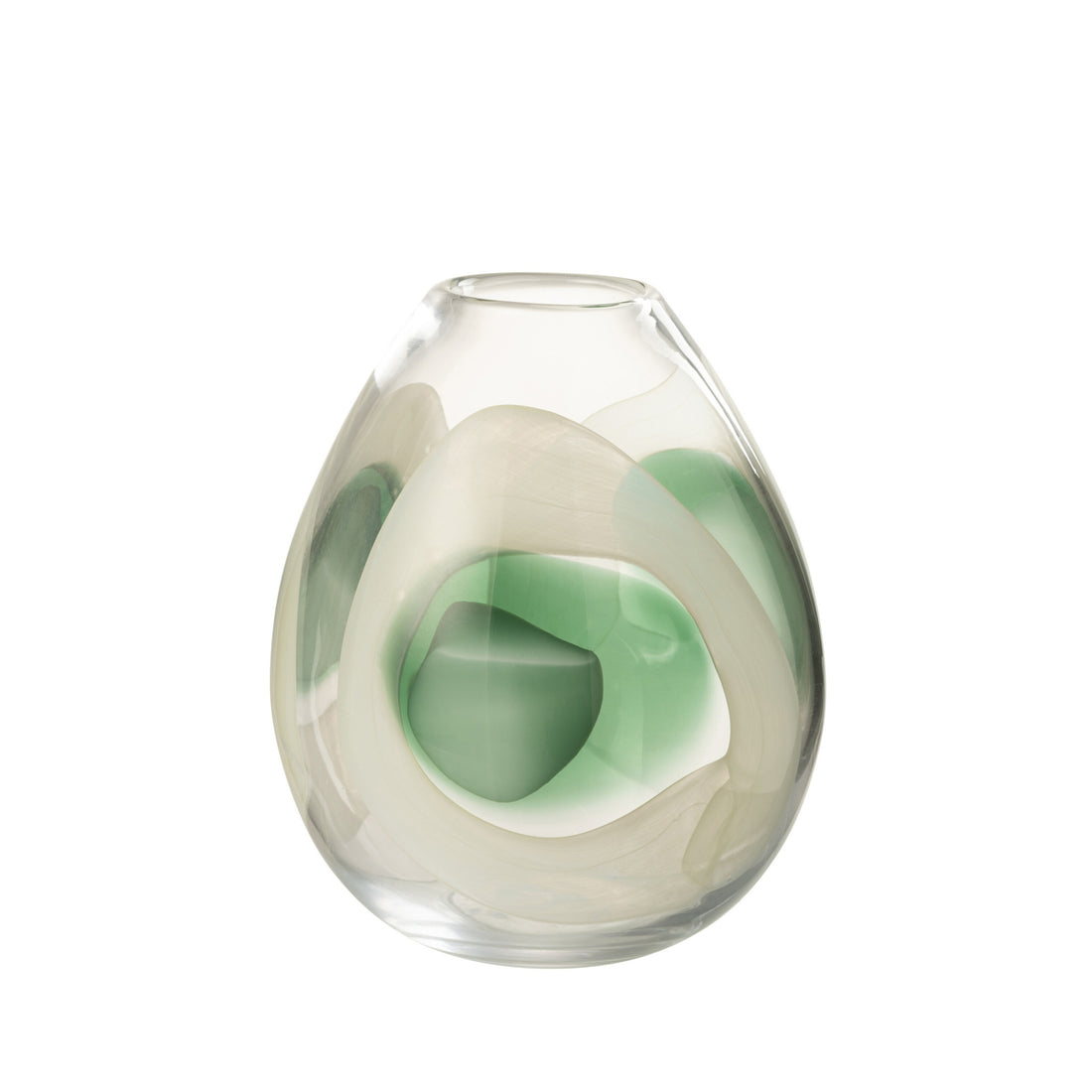Wazon Livy Szklany Zielony/Biały/Przezroczysty Średni Ø20,5xH25,5cm J-Line