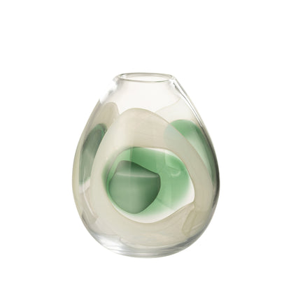 Wazon Livy Szklany Zielony/Biały/Przezroczysty Średni Ø20,5xH25,5cm J-Line