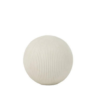 Kulka dekoracyjna z gliny, biała, średnia, 31,5 x 31,5 x 29,5 cm