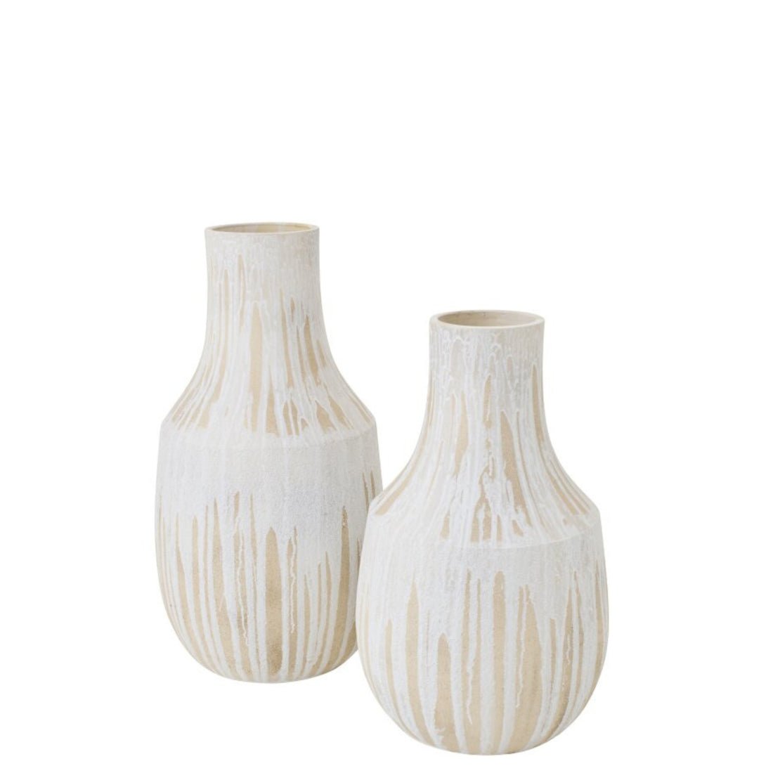 Wazon podłogowy ceramiczny biały/jasnobeżowy Large J-Line