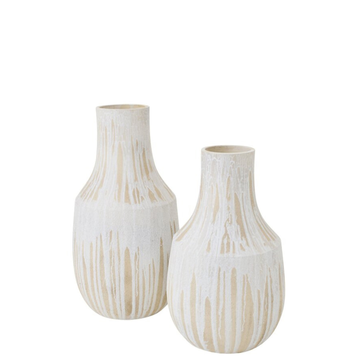 Wazon podłogowy ceramiczny biały/jasnobeżowy Large J-Line