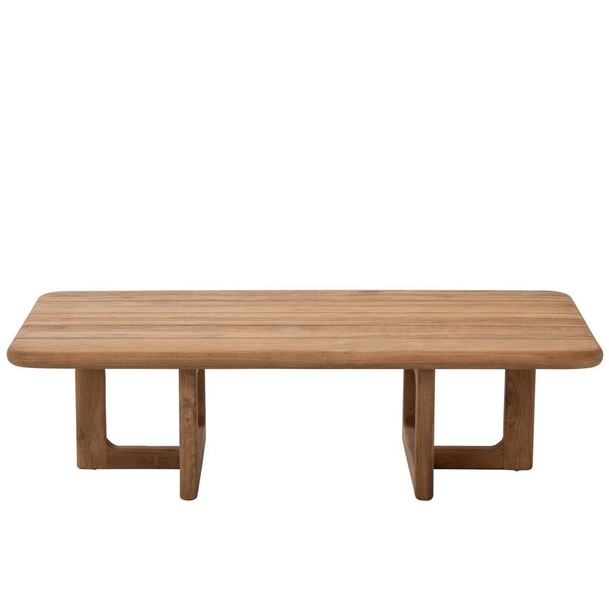 Stolik kawowy outdoor Cakra prostokątny z naturalnego drewna tekowego J-Line