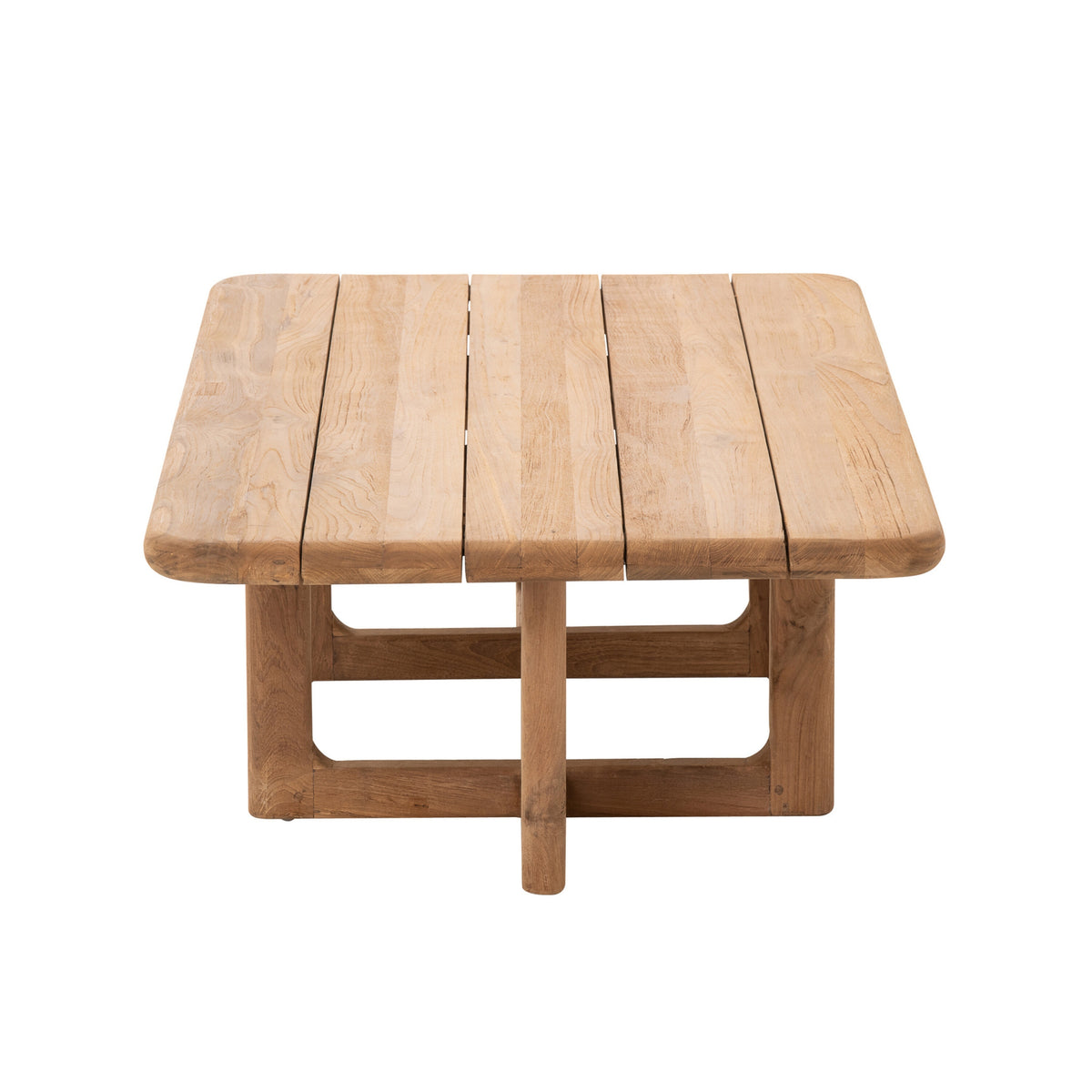 Stolik kawowy outdoor Cakra prostokątny z naturalnego drewna tekowego J-Line