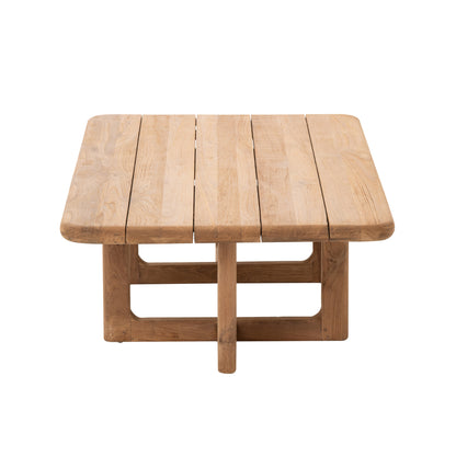 Stolik kawowy outdoor Cakra prostokątny z naturalnego drewna tekowego J-Line