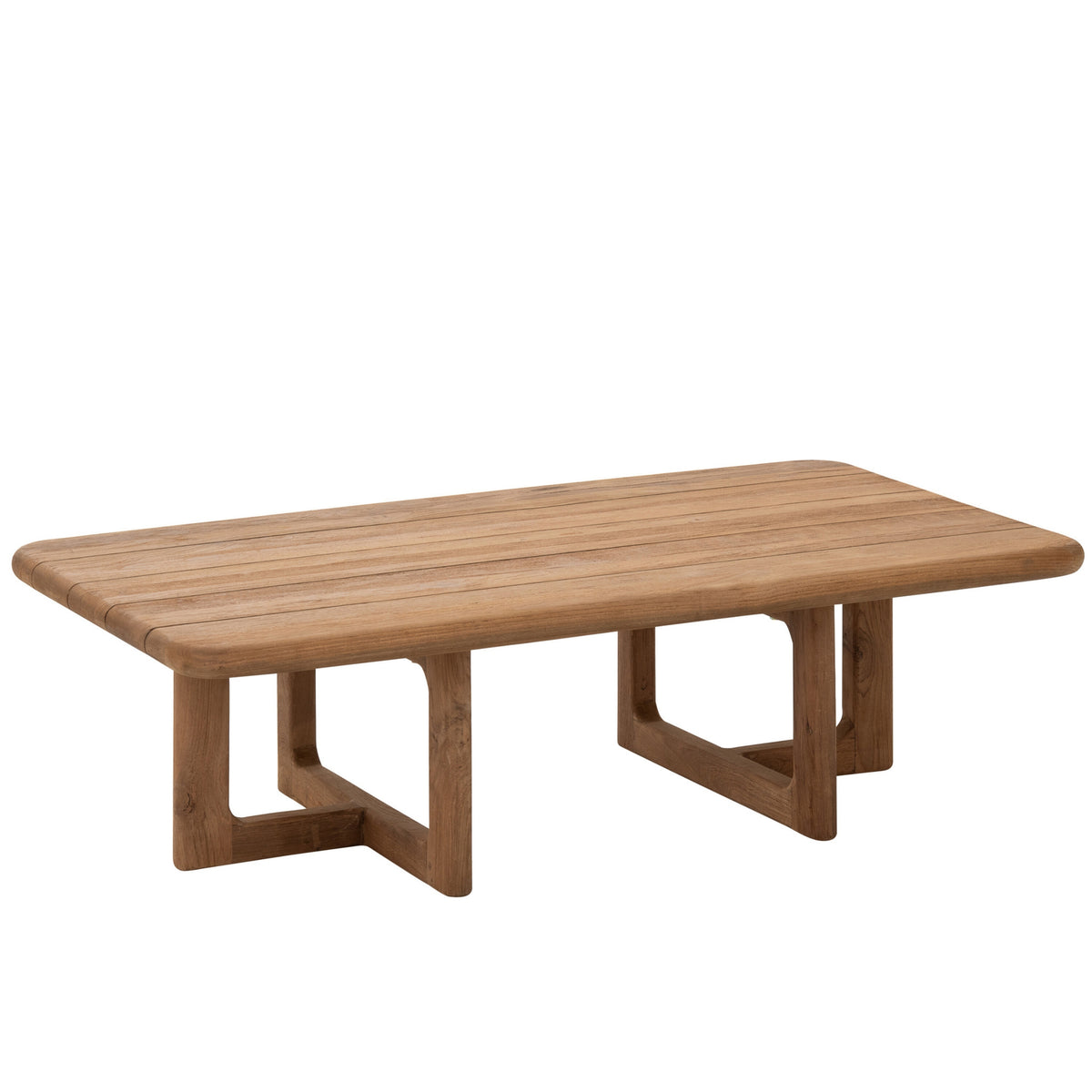 Stolik kawowy outdoor Cakra prostokątny z naturalnego drewna tekowego J-Line