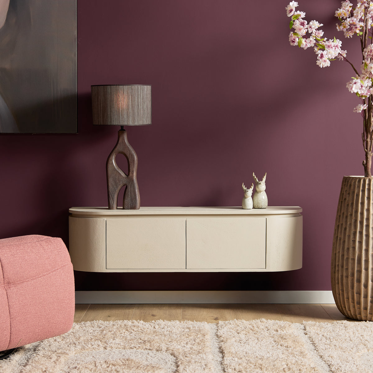 Zawieszana szafka RTV Ambiance Naturalne drewno mango 120cm Starfurn