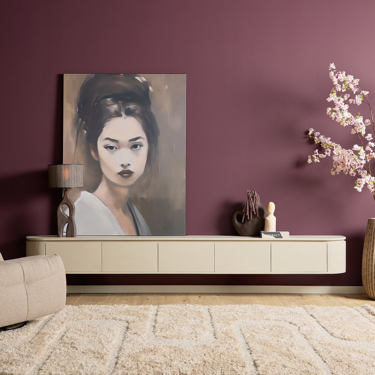 Zawieszana szafka RTV Ambiance Naturalne drewno mango 120cm Starfurn