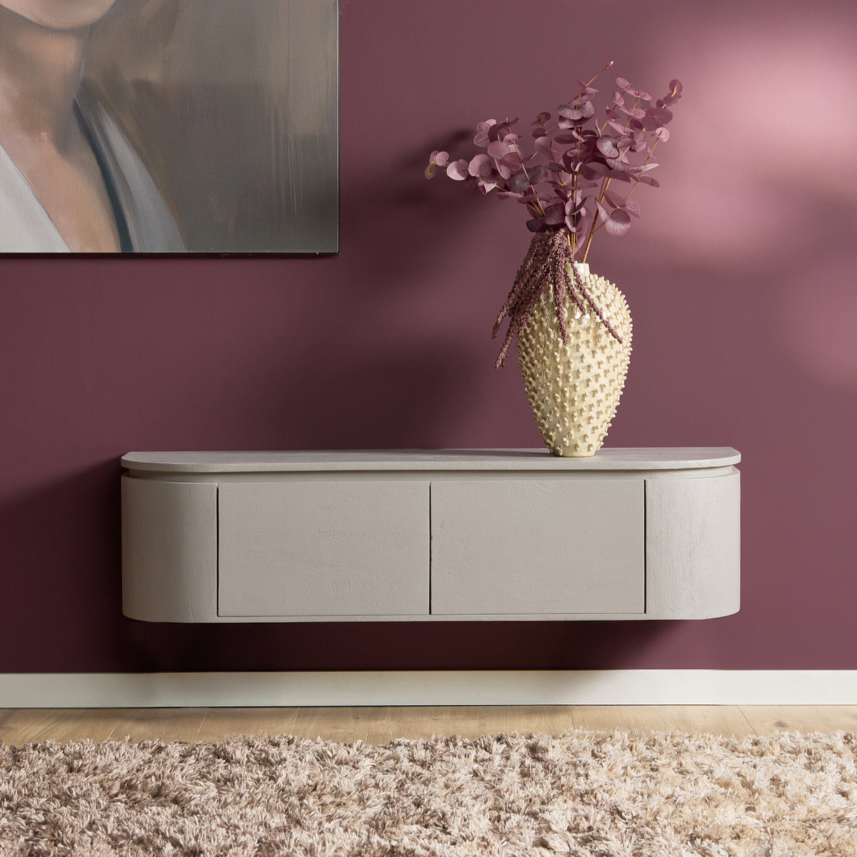Zawieszana szafka RTV Ambiance Naturalne drewno mango 120cm Starfurn