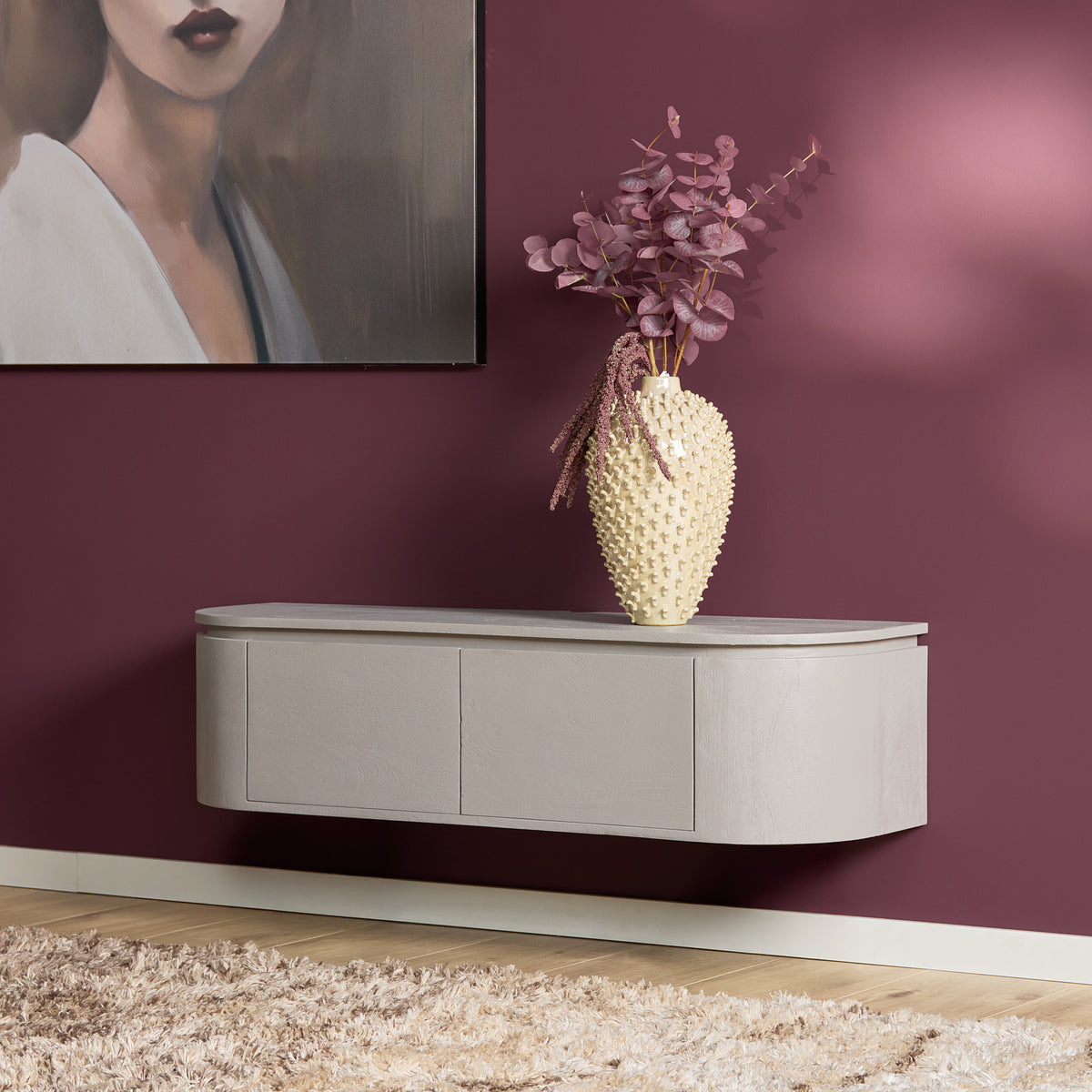 Zawieszana szafka RTV Ambiance Naturalne drewno mango 120cm Starfurn