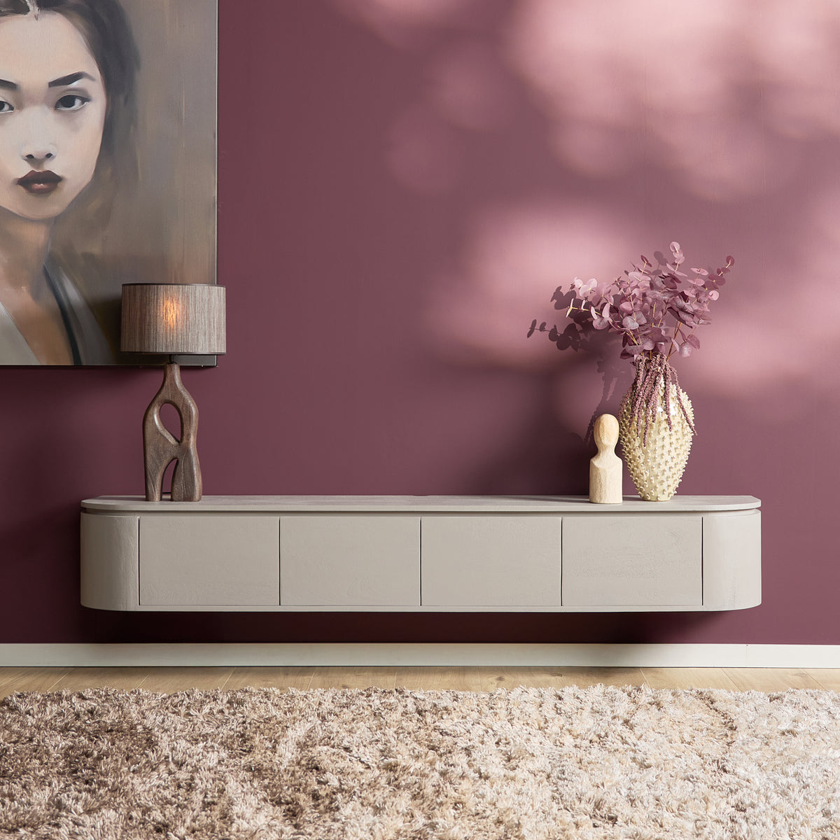 Zawieszana szafka RTV Ambiance Naturalne drewno mango 120cm Starfurn