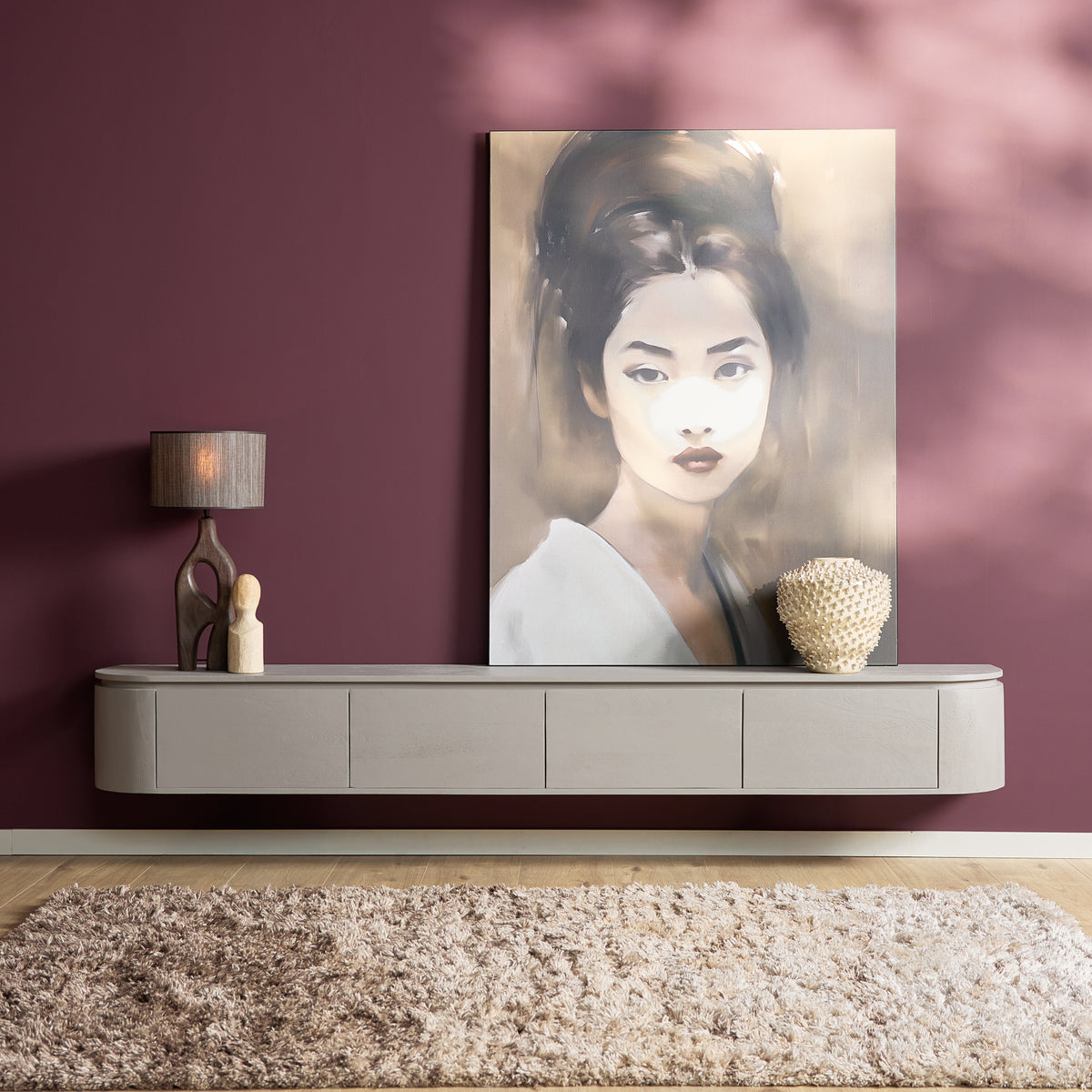 Zawieszana szafka RTV Ambiance Naturalne drewno mango 120cm Starfurn