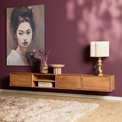 Zawieszana szafka RTV Ambiance Naturalne drewno mango 120cm Starfurn