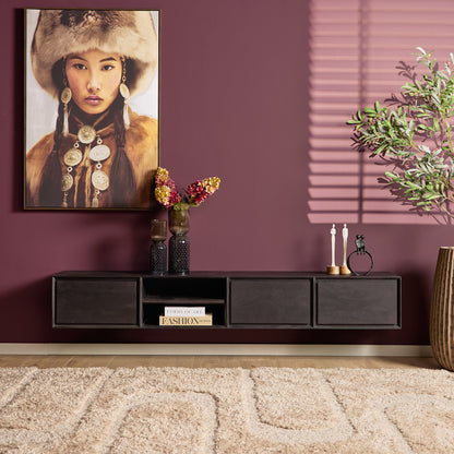 Zawieszana szafka RTV Ambiance Naturalne drewno mango 120cm Starfurn