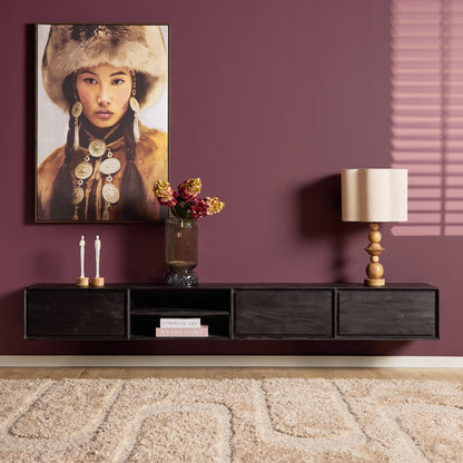 Zawieszana szafka RTV Ambiance Naturalne drewno mango 120cm Starfurn