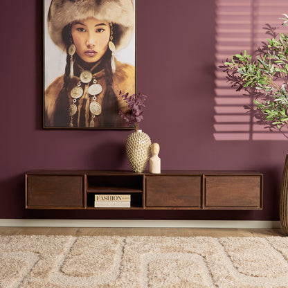 Zawieszana szafka RTV Ambiance Naturalne drewno mango 120cm Starfurn