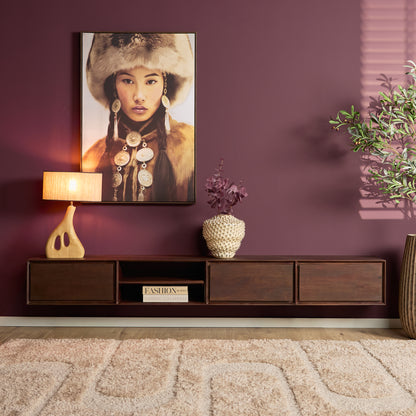 Zawieszana szafka RTV Ambiance Naturalne drewno mango 120cm Starfurn
