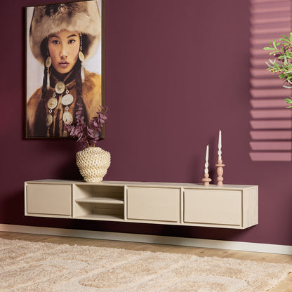 Zawieszana szafka RTV Ambiance Naturalne drewno mango 120cm Starfurn
