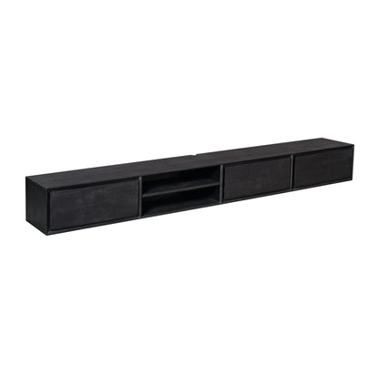 Zawieszona szafka RTV Ambiance Drewno mango Czarna 240cm Starfurn