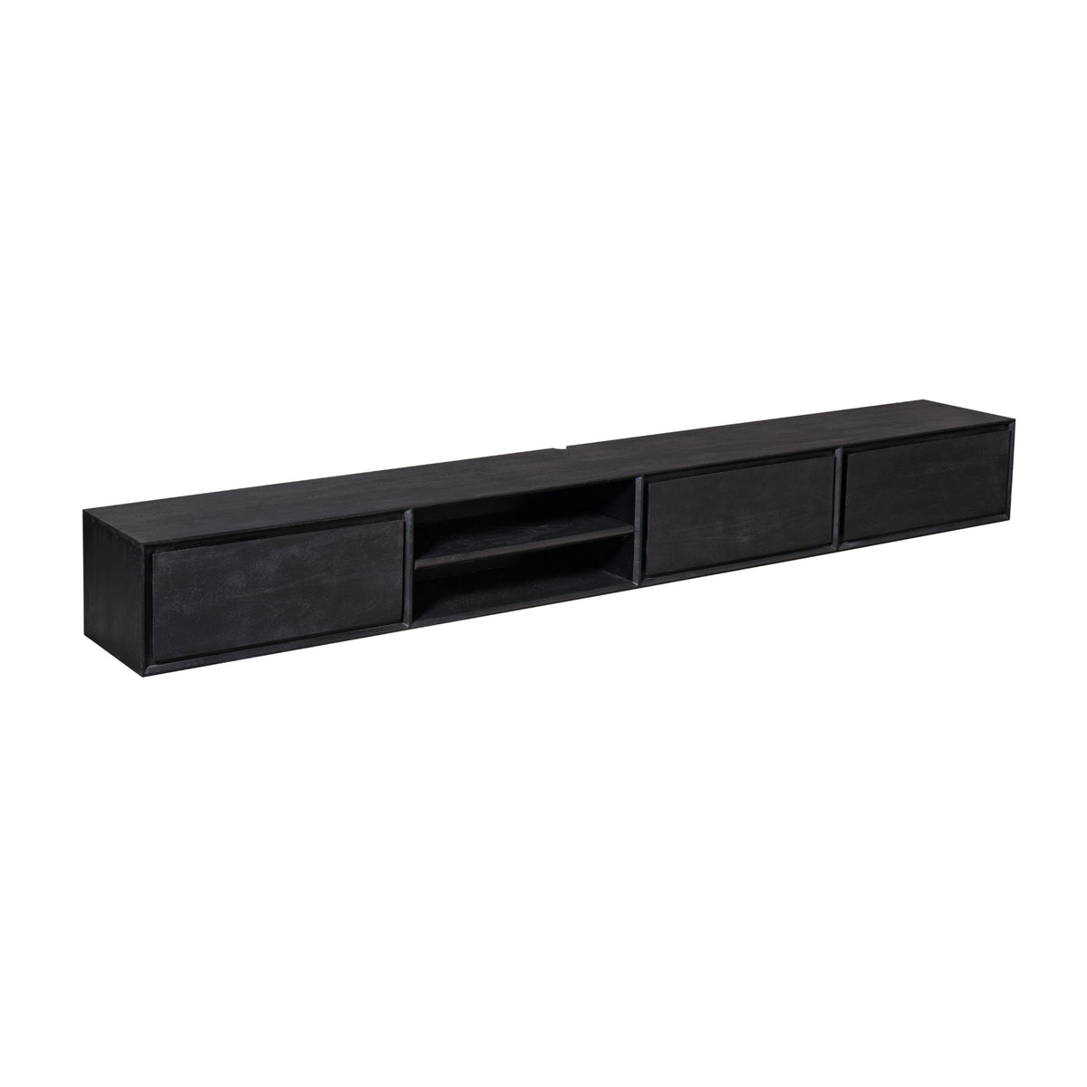 Zawieszona szafka RTV Ambiance Drewno mango Czarna 280cm Starfurn