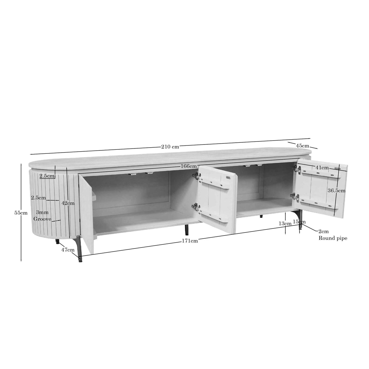 Szafka RTV Solana Drewno mango Piaskowe 210cm Starfurn