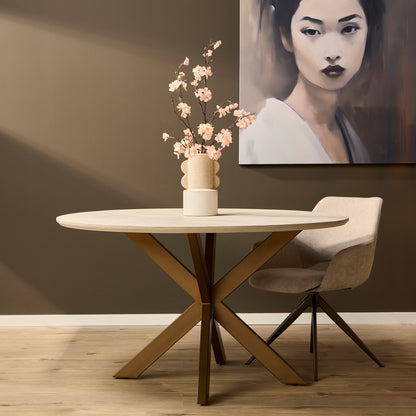 Stół do jadalni Madison Drewno mahoniowe Piaskowy Okrągły 150cm Starfurn