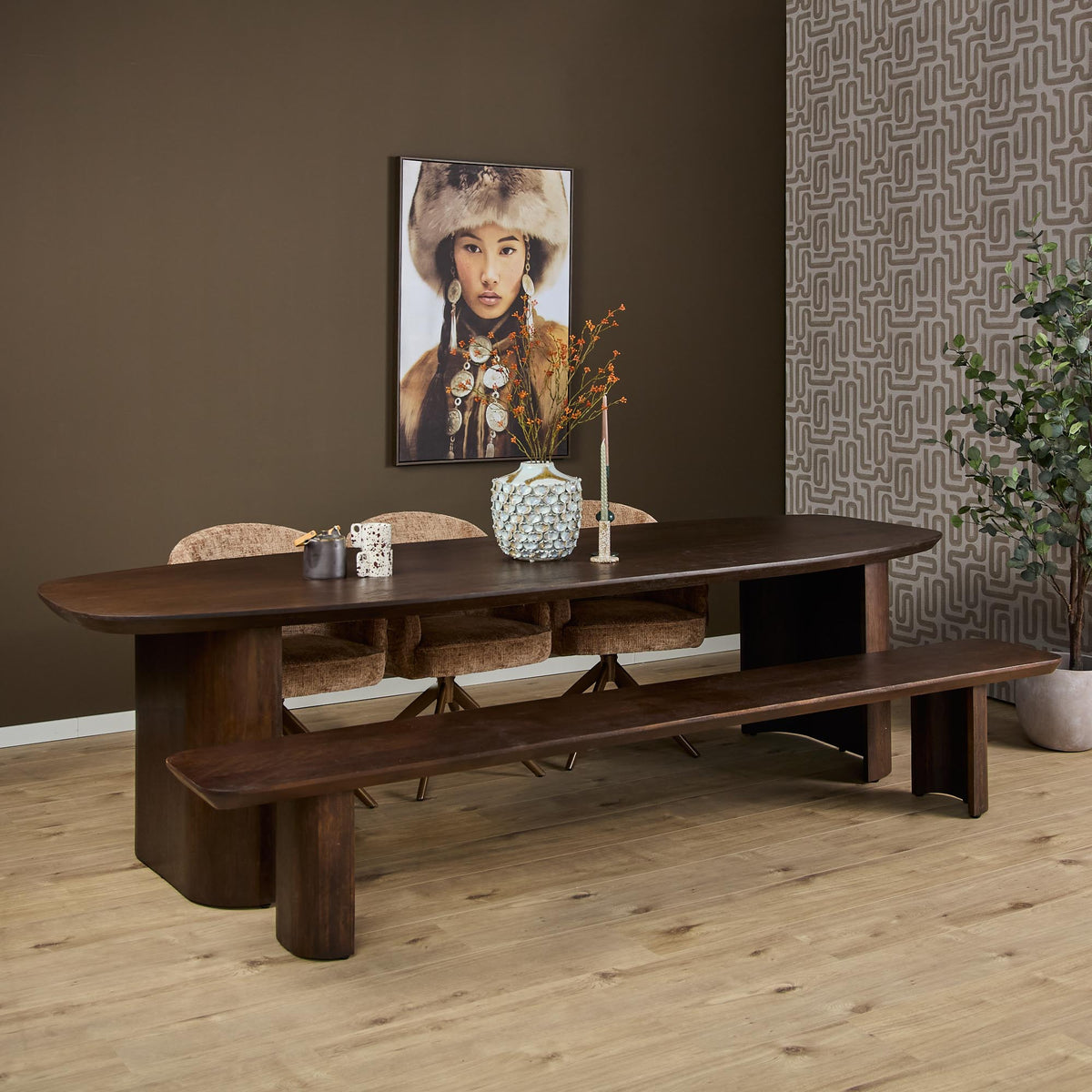 Ławka do jadalni Maré Drewno mango Brązowa 280cm Starfurn