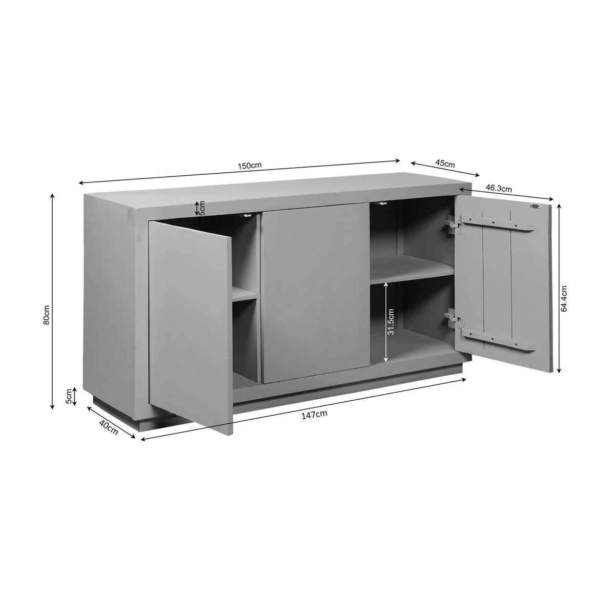 Komoda Brussel Drewno mango Brązowa 3 Drzwi 150cm Starfurn