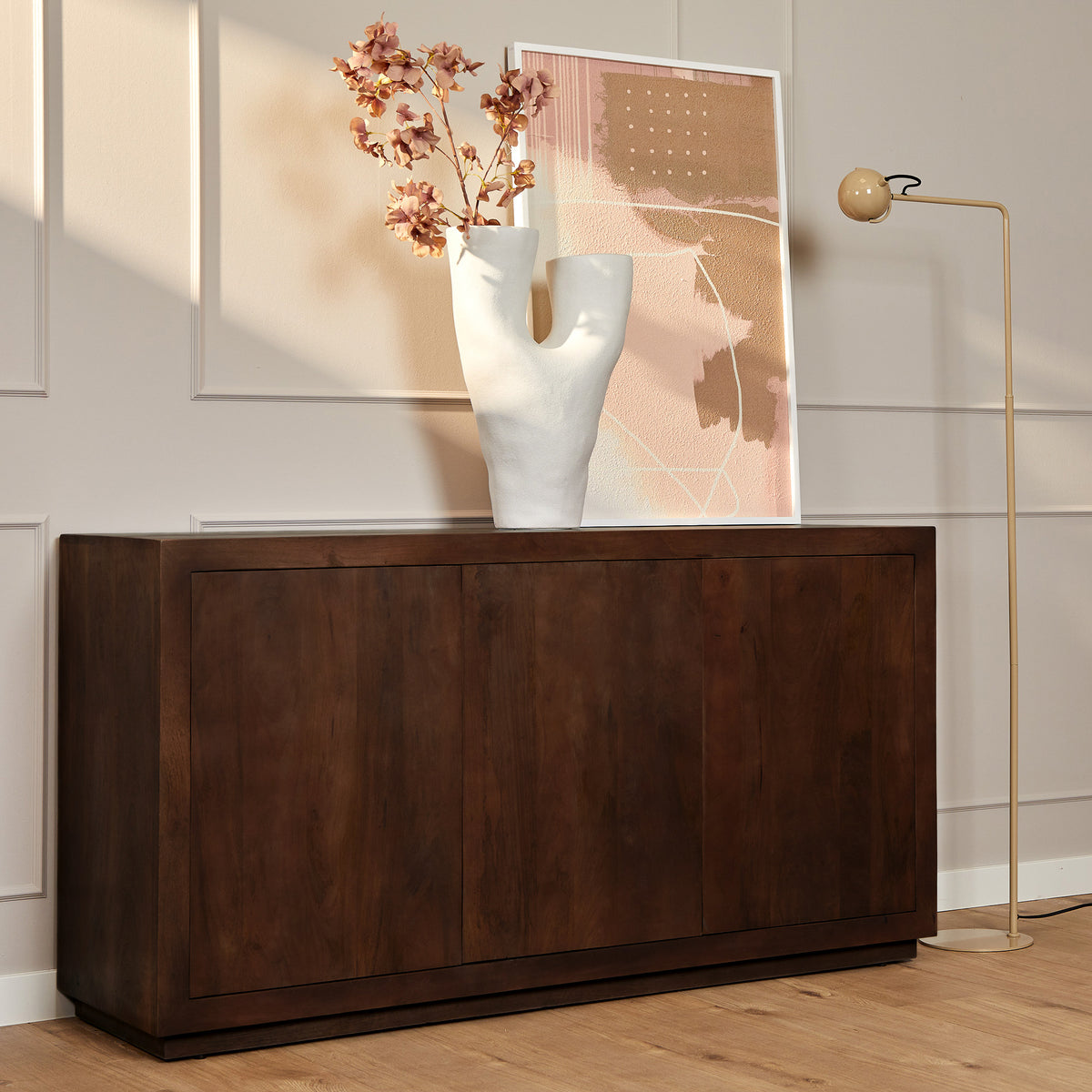 Komoda Brussel Drewno mango Brązowa 3 Drzwi 150cm Starfurn