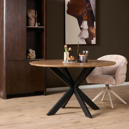 Stół do jadalni Madison Drewno mahoniowe Naturalny Okrągły 110cm Starfurn