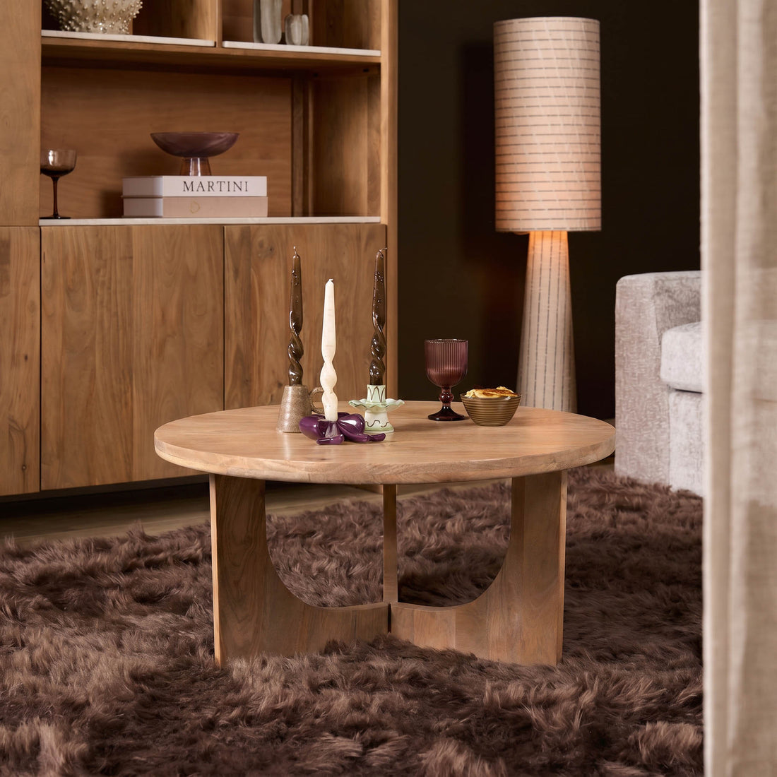 Stolik kawowy Guus Drewno mahoniowe Naturalny 80cm Starfurn