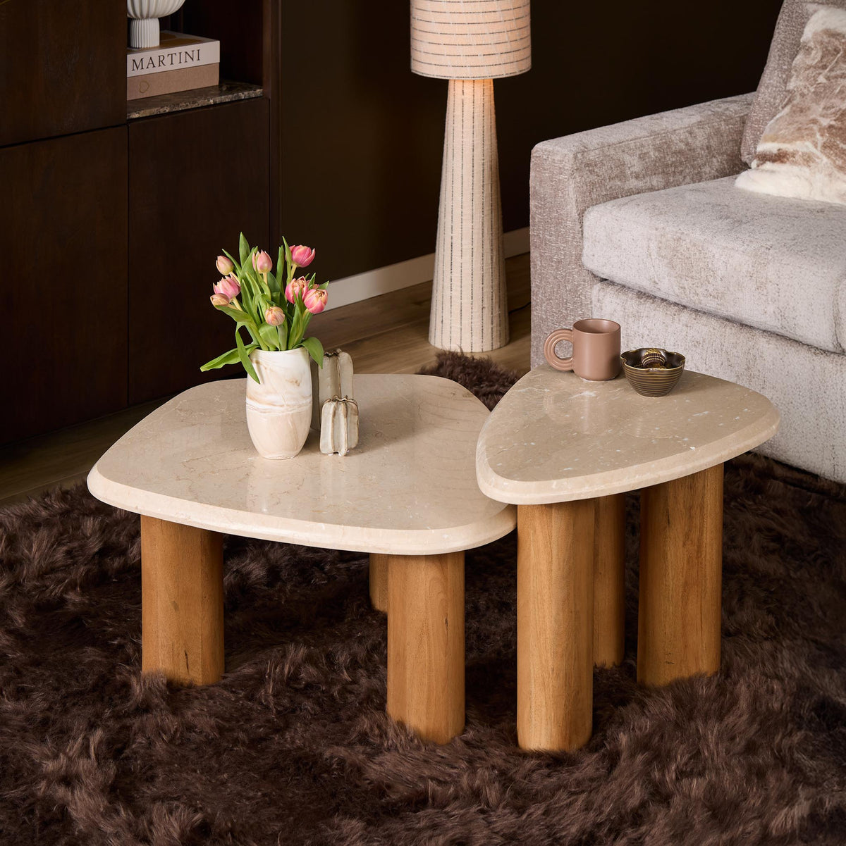 Stolik pomocniczy Nuvé Botticino Naturalny Marmur 60cm Starfurn