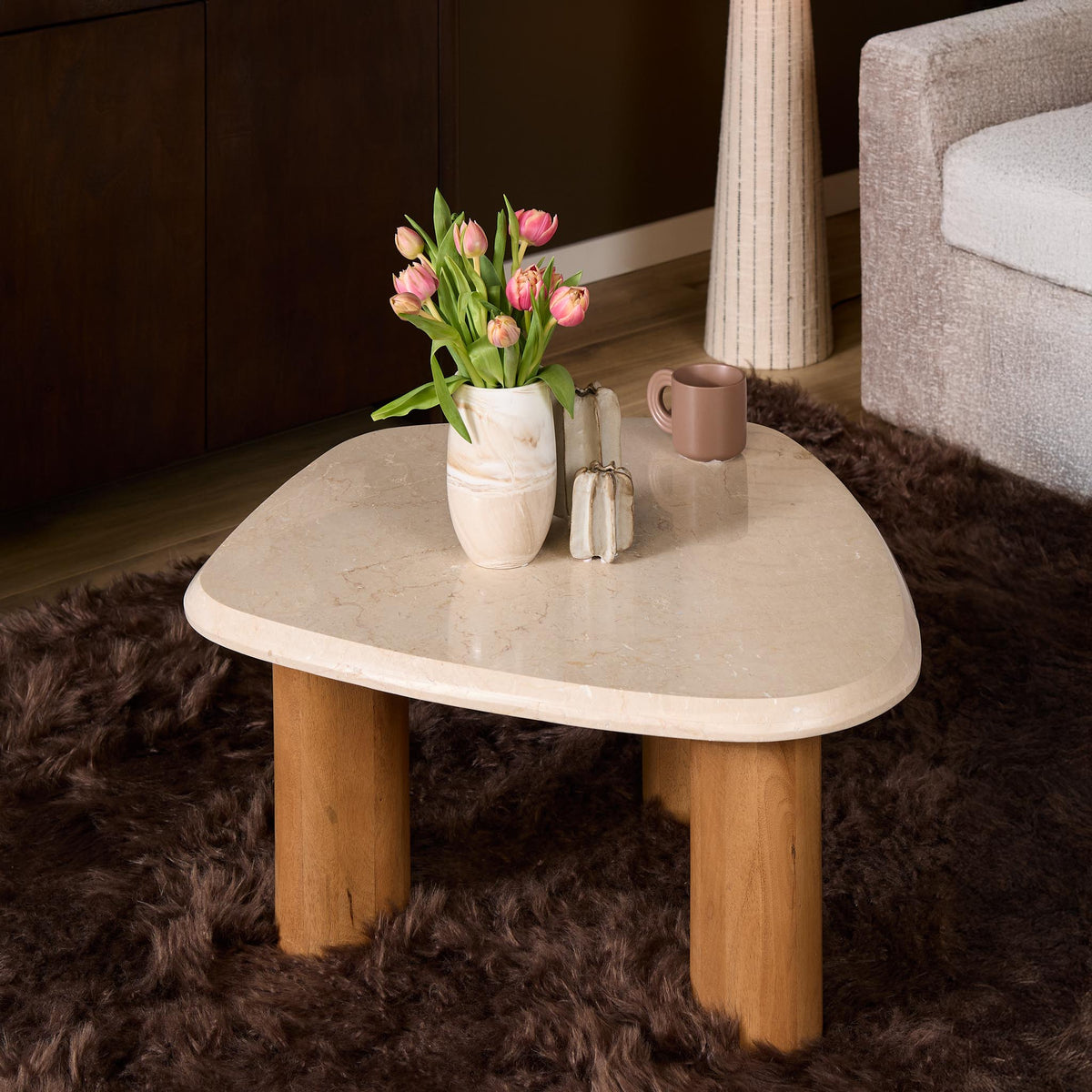 Stolik kawowy Nuvé Botticino Naturalny Marmur 84cm Starfurn