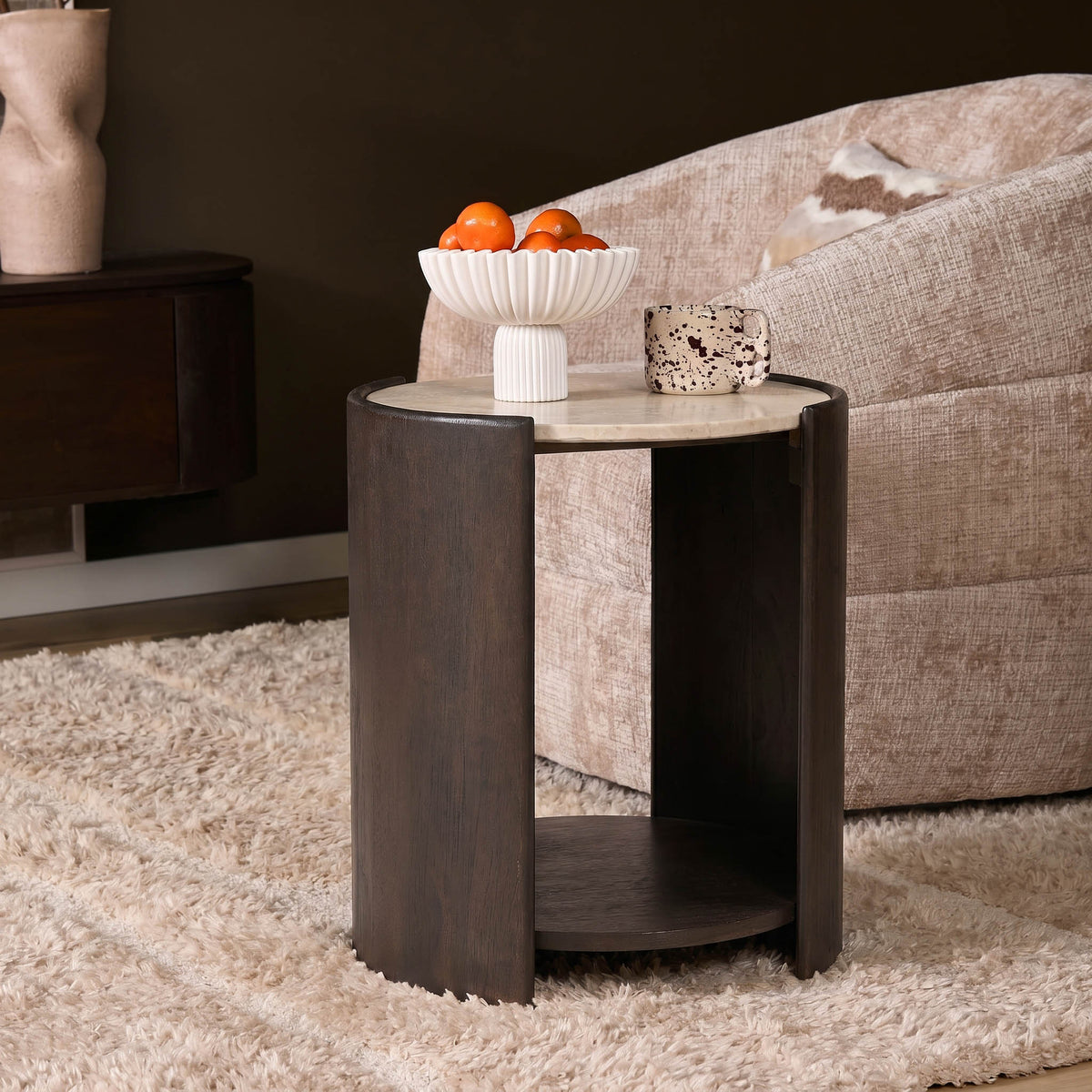 Stolik pomocniczy Rune Botticino Marmur 45cm Starfurn