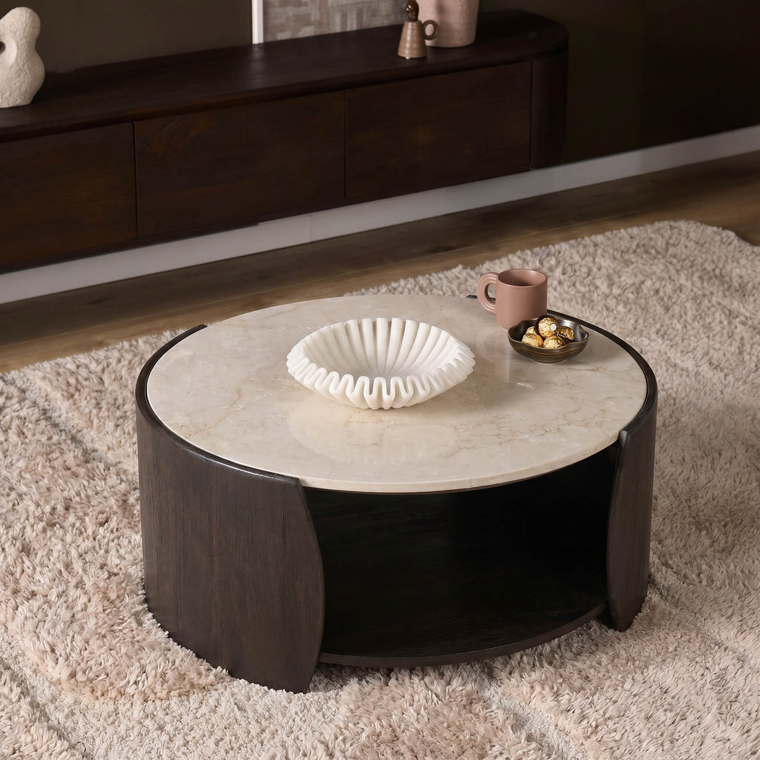 Stolik kawowy Rune Botticino Marmur 80cm Starfurn