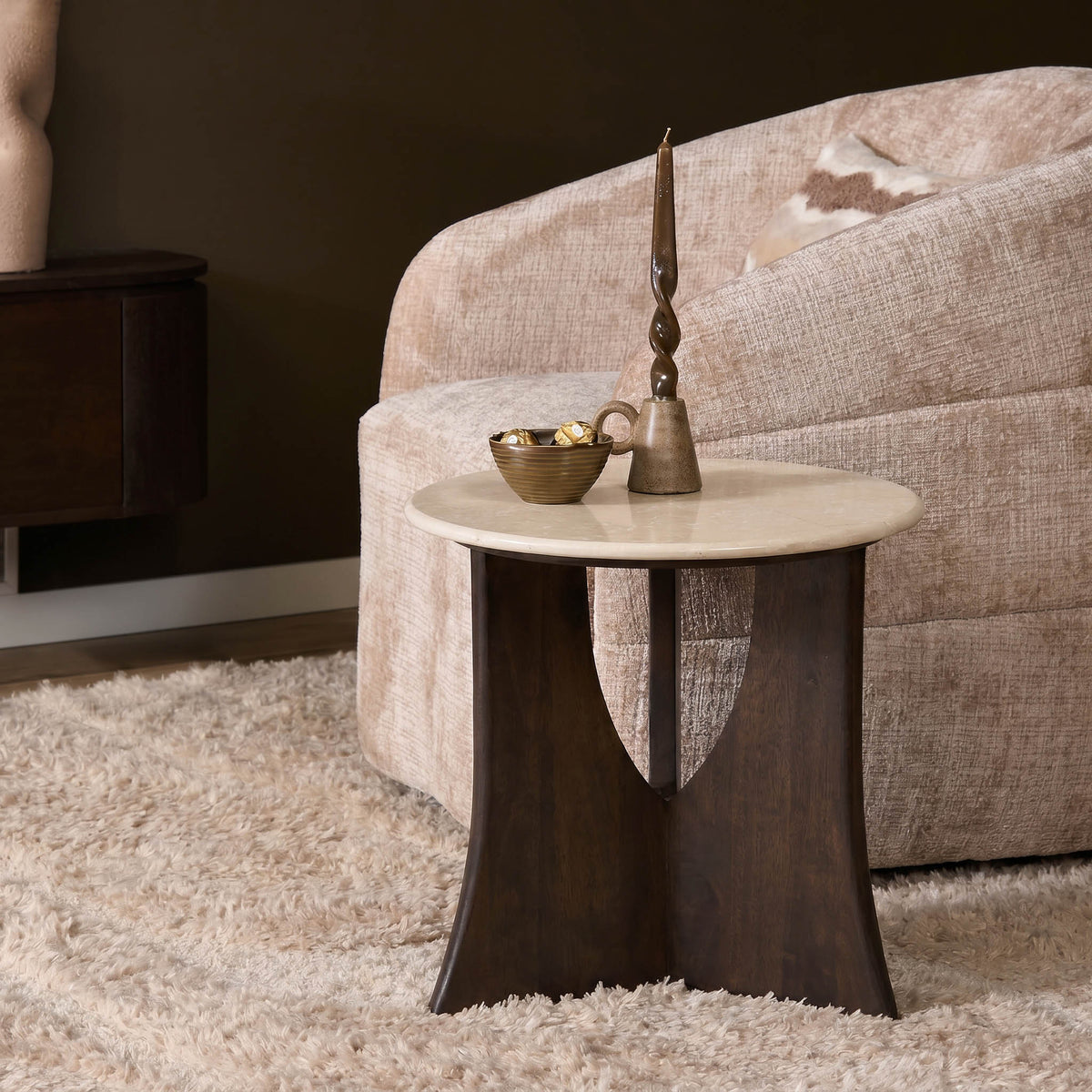 Stolik pomocniczy Milo Botticino Marmur 50cm Starfurn