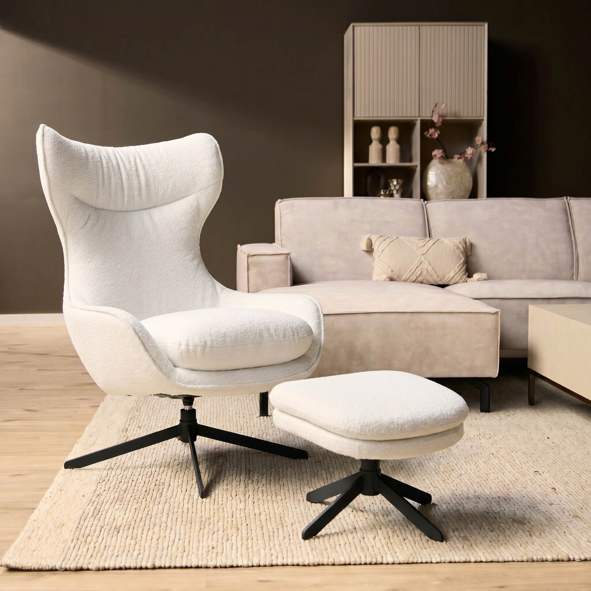 Fotel obrotowy Olivia, tkanina off white, Starfurn