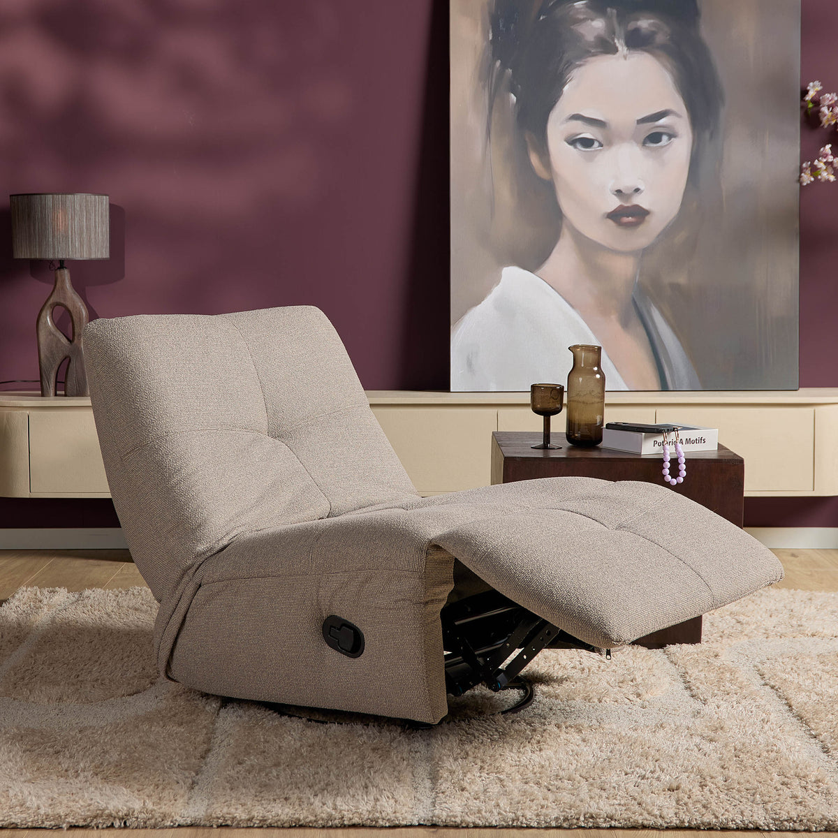 Fotel relaksacyjny Lazy Tkanina Taupe Starfurn