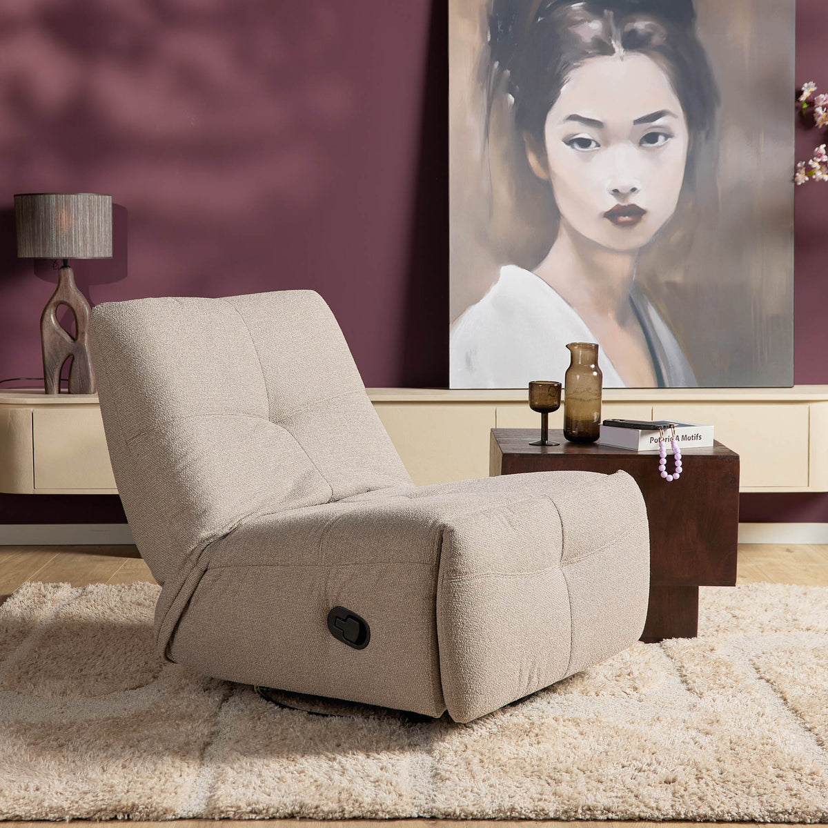 Fotel relaksacyjny Lazy Tkanina Taupe Starfurn