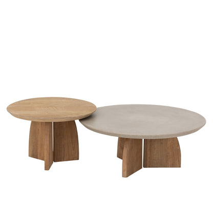 DTP Home Zestaw 2 stolików kawowych Nova Teak + Trawertyn