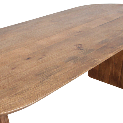 Stół do jadalni Bullnose zamknięty brązowy 200 cm Raw Materials