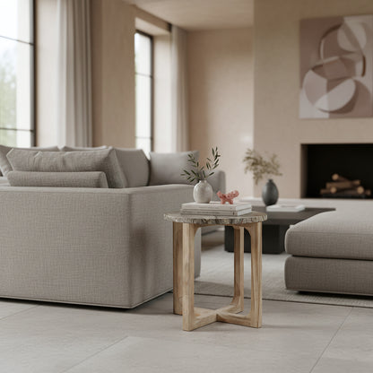Stolik pomocniczy Bizar Marmur- 50x50x50 cm Surowce
