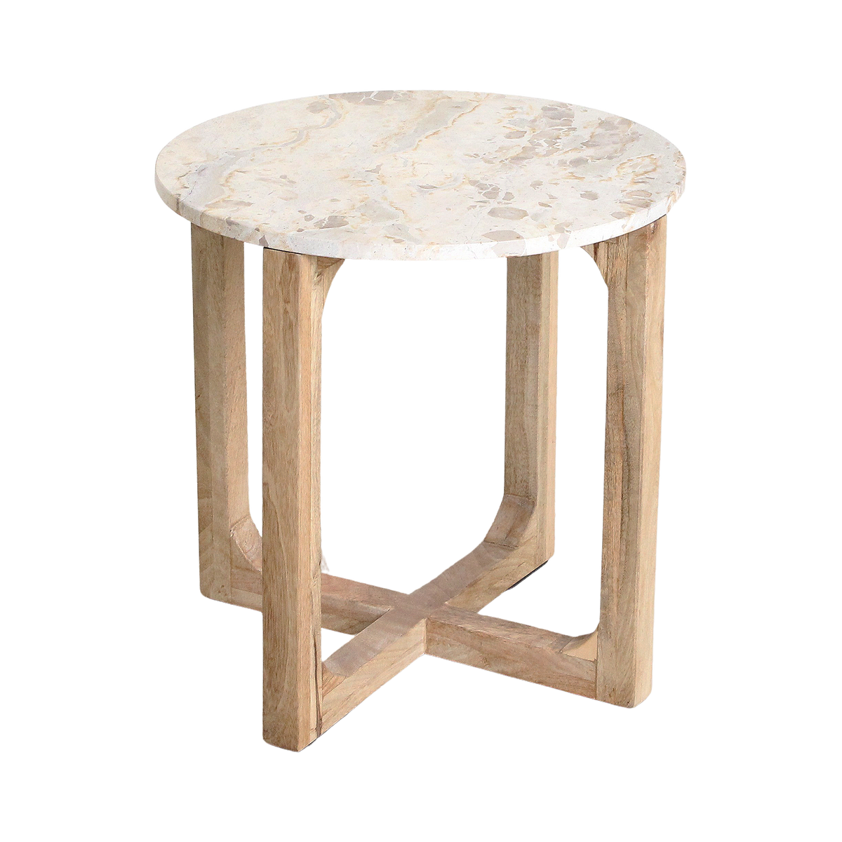 Marmurowy stolik pomocniczy Créme - 50x50x50 cm Surowce